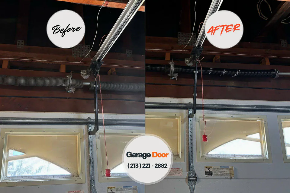 Before and after: garage door repair Floyds Knobs, IN